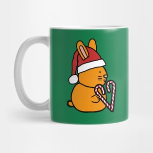 Christmas Bunny Rabbit Candy Cane Heart Mug